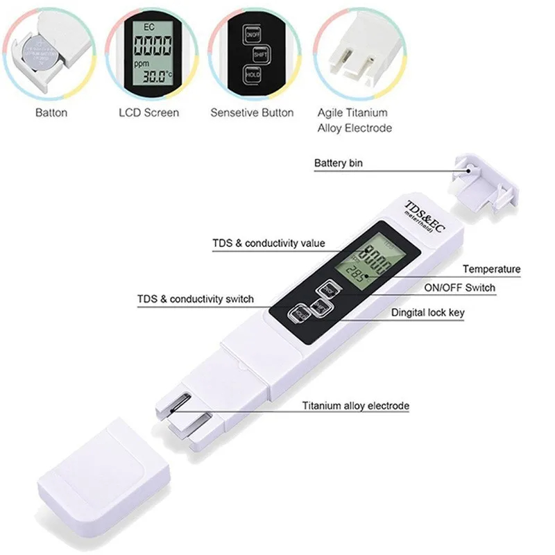 1pc White Handheld TDS Digital – обзор и цена Water Testing Kit