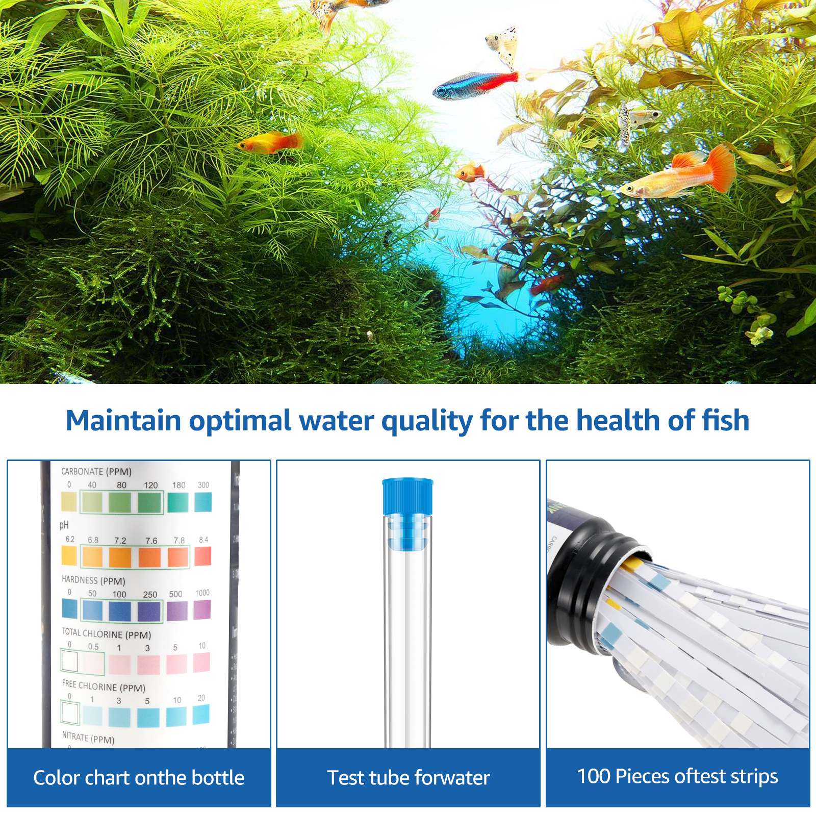 100Pcs 7 in 1 Aquarium Test St – обзор и цена Water Testing Kit